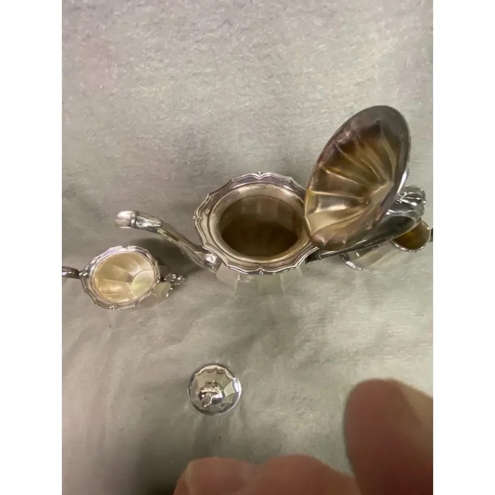 VINTAGE WEBSTER WILCOX 3 PIECE SILVER‎ PLATE TEA SET ENGLISH FLUTES I. S. #8001